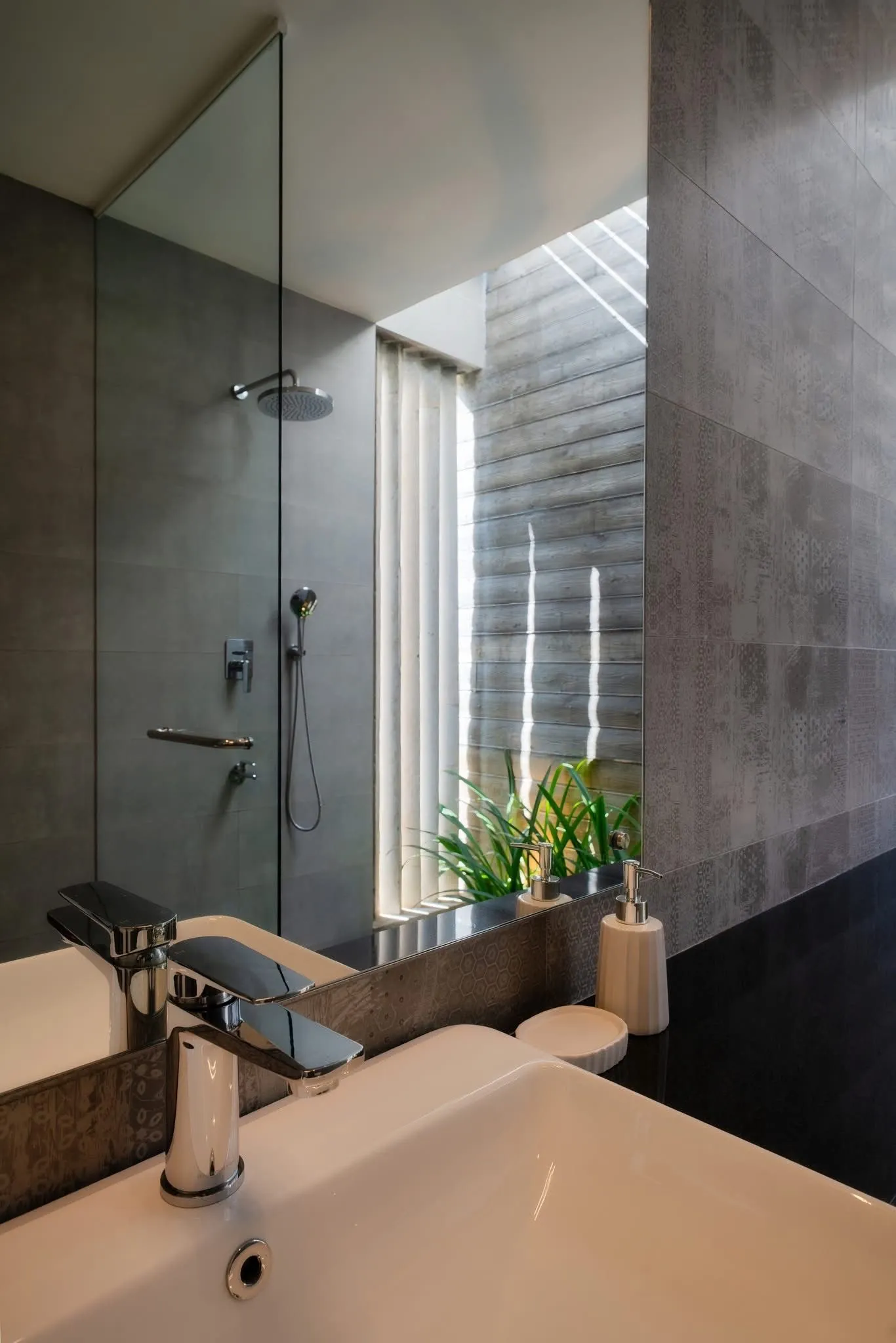En-suite bathroom vanity at Hansa Villa