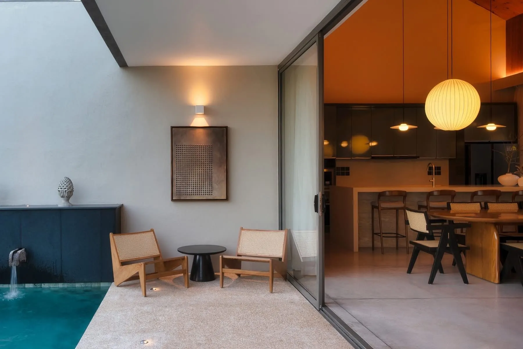 Pool terrace and dining at Hansa Villa