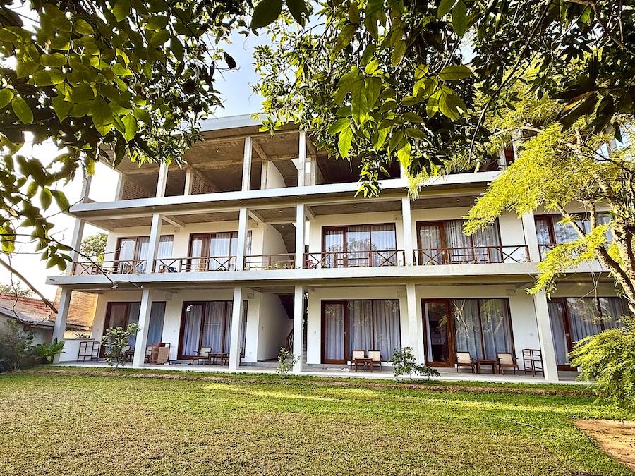 The Lily Mirissa hotel building seen from the garden