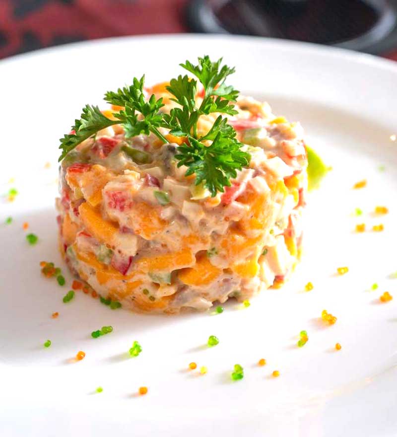 A plated seafood dish prepared by the villa's chef at Mirissa Beach Villa