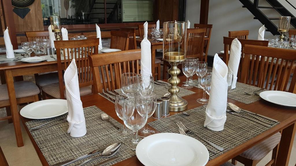 Restaurant with set tables