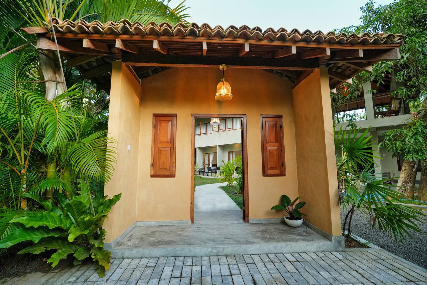 Archway entrance into the villa courtyard