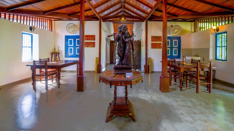 Great dining hall with long dining table